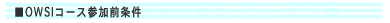 OWSIコース参加前条件